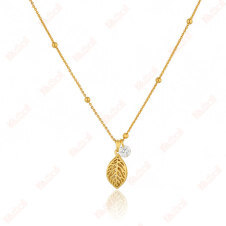 gold necklace leaves shape ball chain